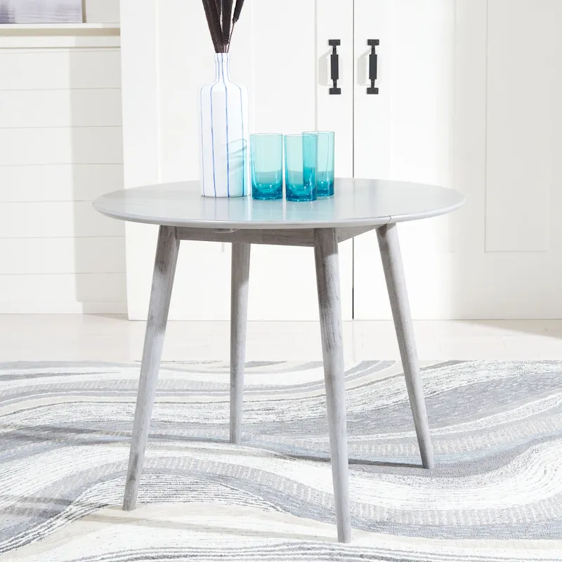 Dark Wood Folding Round Dining Table - Seats 2-4