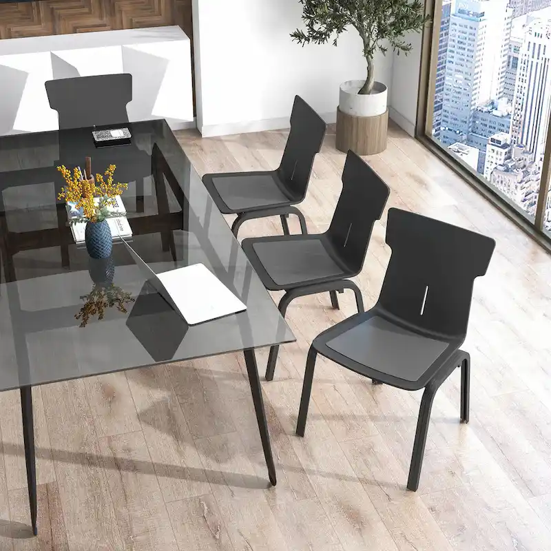 Mercer Modern Black Stackable Desk Chairs (Set of 4) by Furniture of America