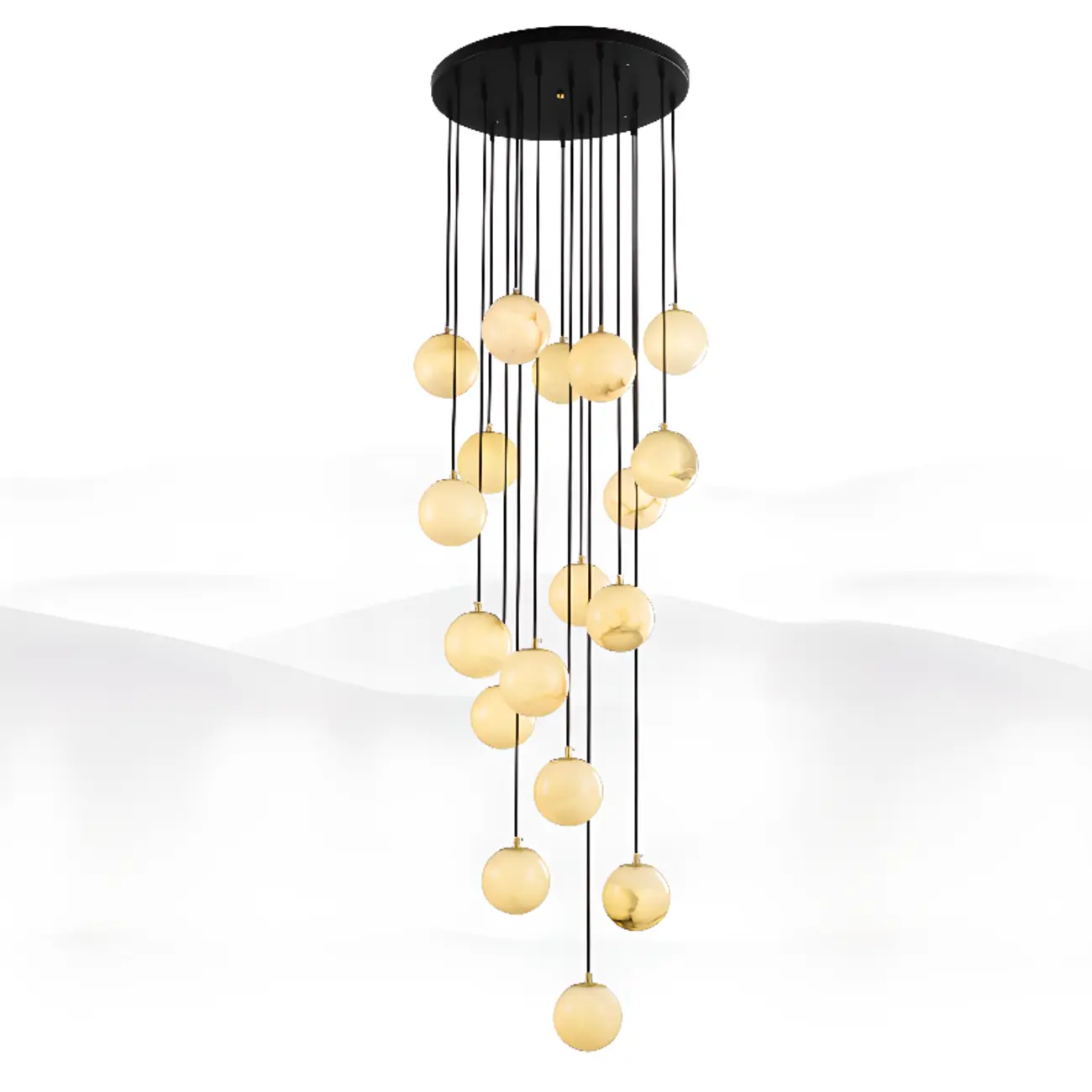 Adjustable Modern Stone Globe Rope Pendant Light