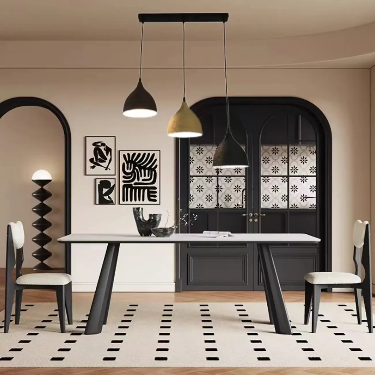 Modern Curved Tapered Adjustable Kitchen Island Pendant Light