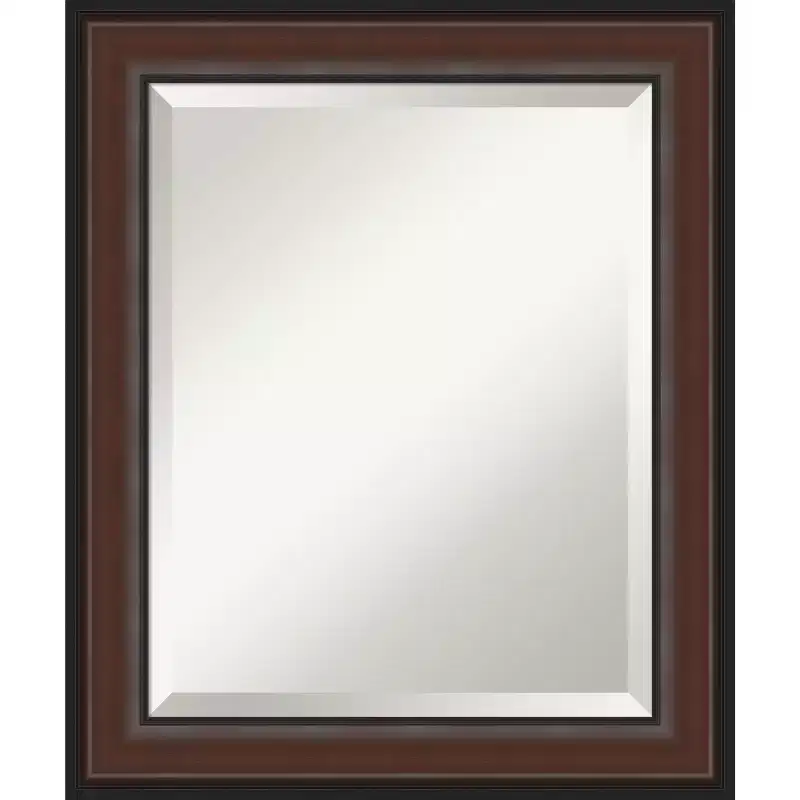 Amanti Art Harvard Walnut Beveled Framed Wall Mirror