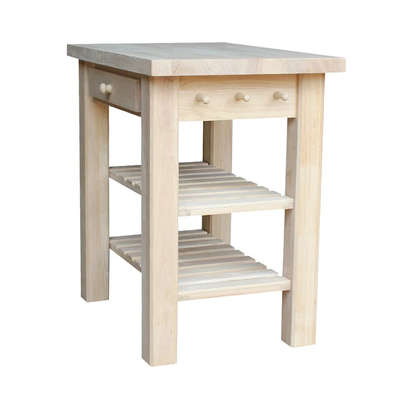 Heavenly Winds Unfinished Solid Parawood Kitchen Island