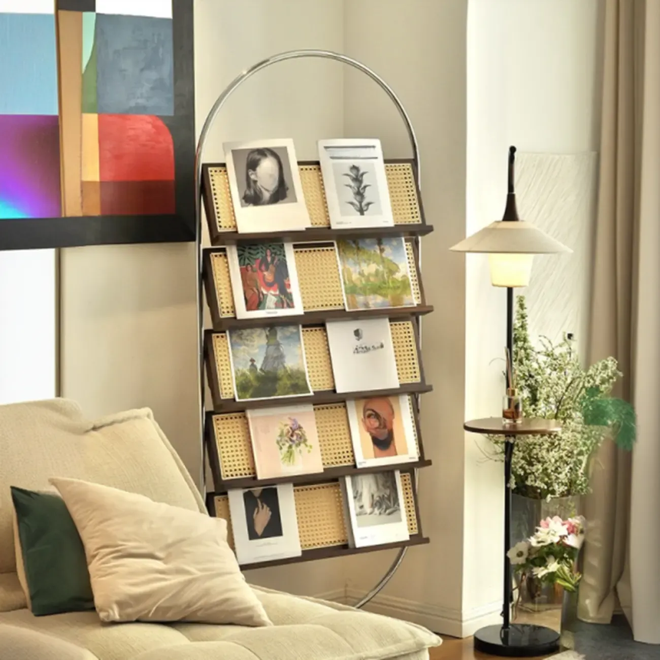 5-tier Modern Alloy Display Vertical Closed Back Bookcase