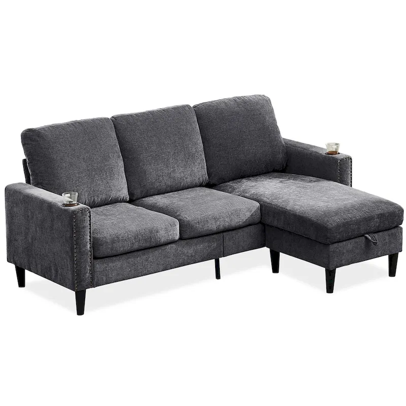 Modern Design Chenille 3 Seat L-Shape Sectional Sofa