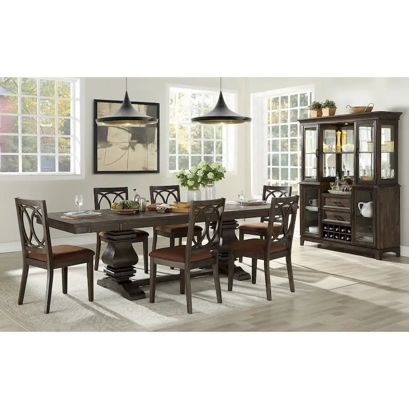 CUSchoice Brown Fabric & Espresso Dining Set (1 Table/2 Chairs)