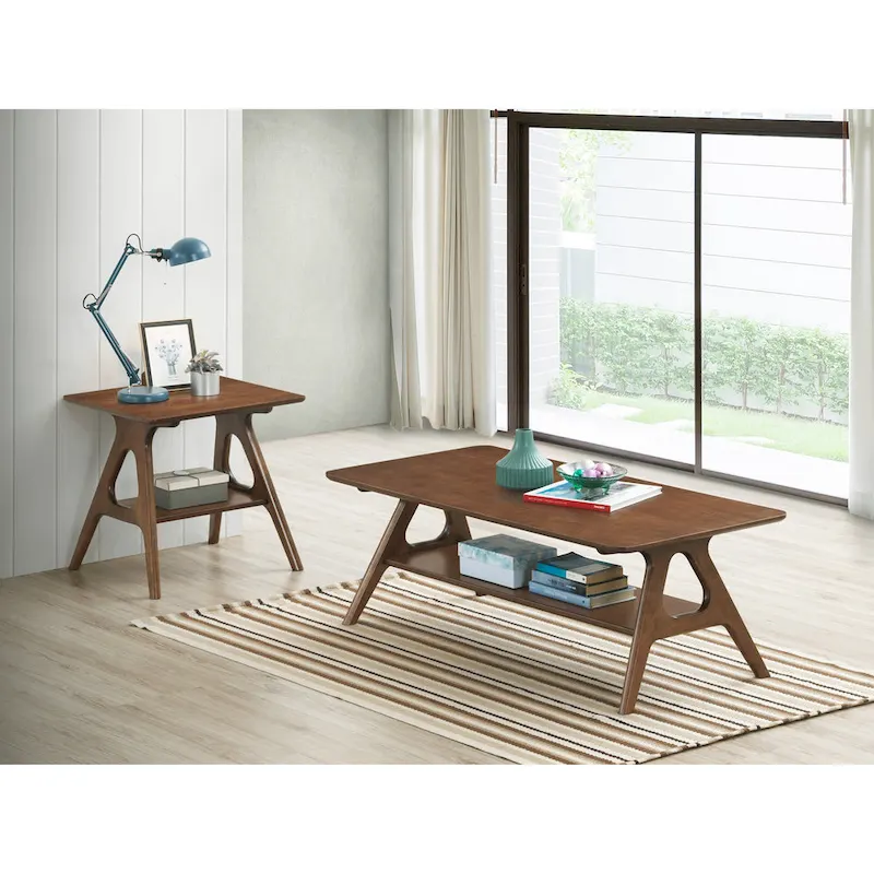 Mid-Century Modern Wood 3-Piece Coffee Table Set