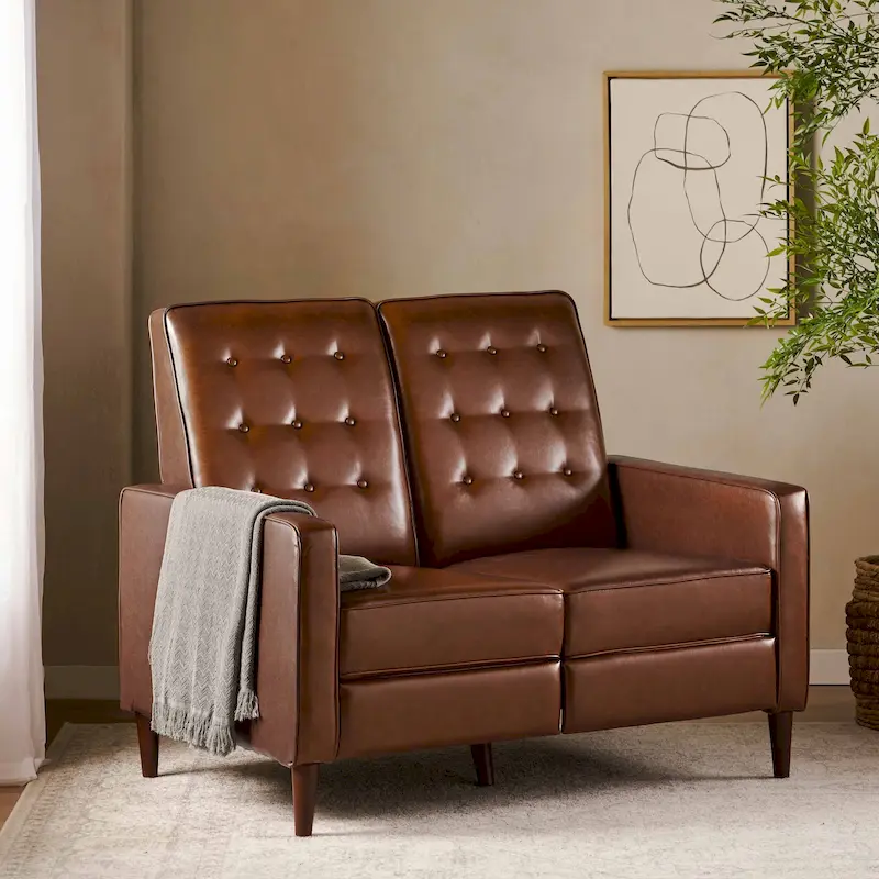 Dark Espresso 2-Seat Push-Back Recliner Loveseat – Fabric & Faux Leather Options