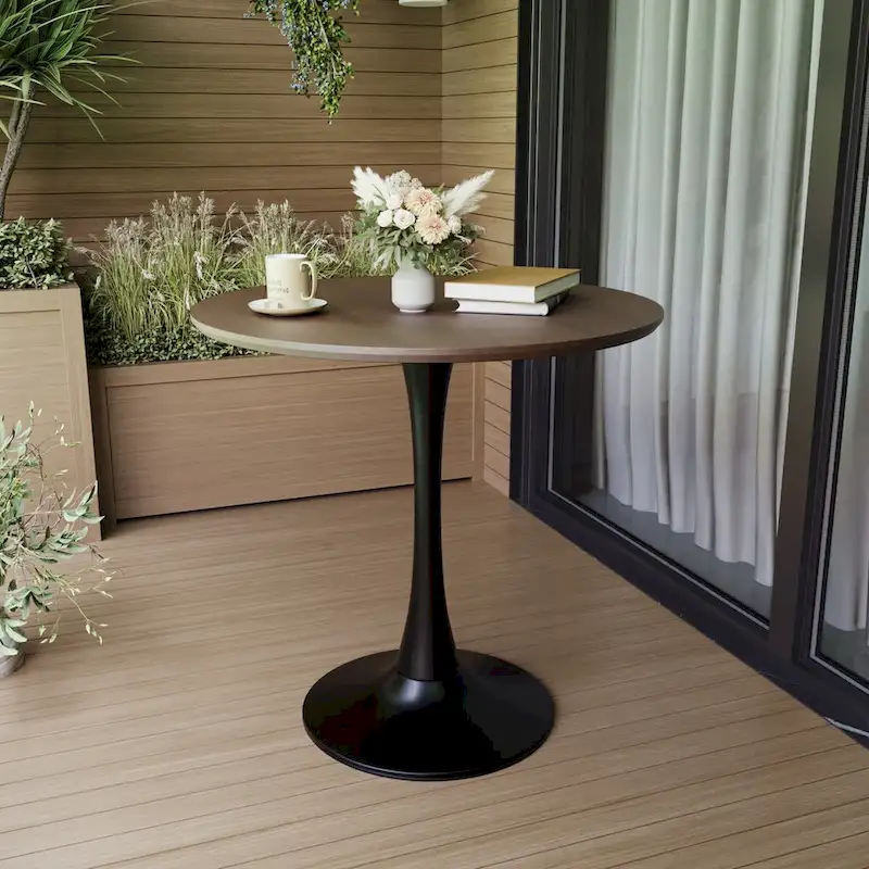 Round Dining Table, 31.5  Tulip Table Kitchen Dining Table 2-4 People with MDF Table Top & Pedestal Base, End Table