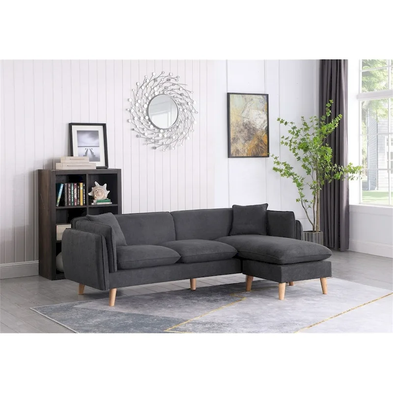 Fabric Sectional Sofa Chaise with Tapered Legs