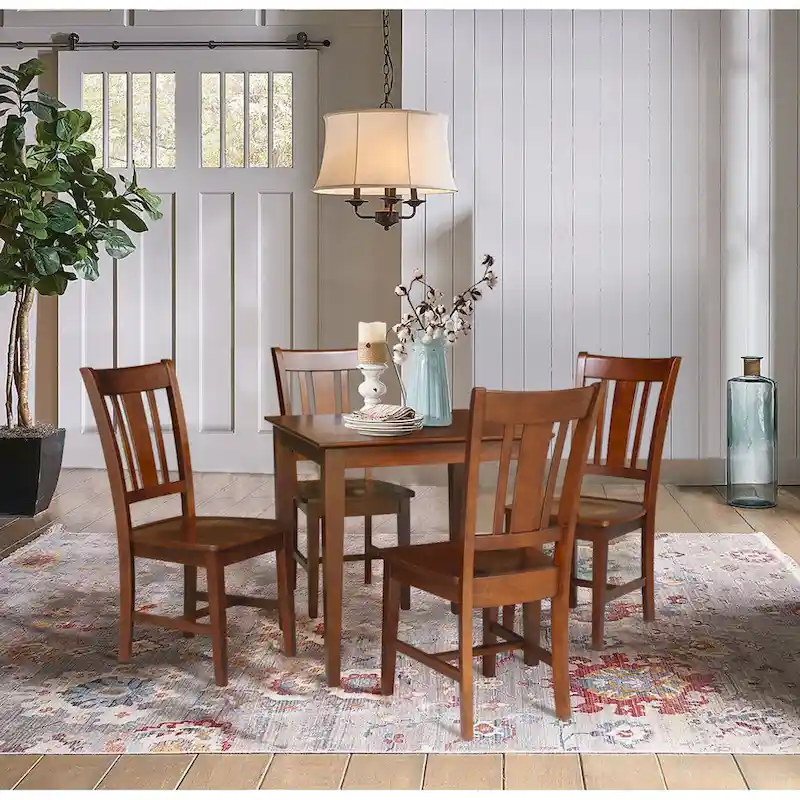 36 x 36 in. Solid Wood Dining Table with 4 Splatback Chairs - 5 Piece Set