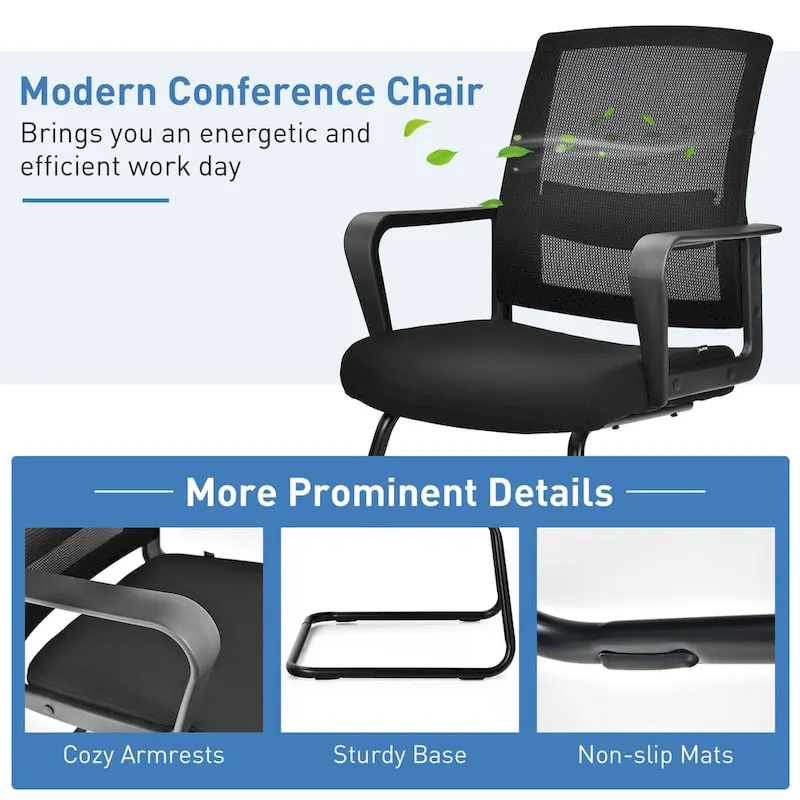 Gymax Set of 8 Conference Chairs Mesh Reception Office Guest Chairs w/