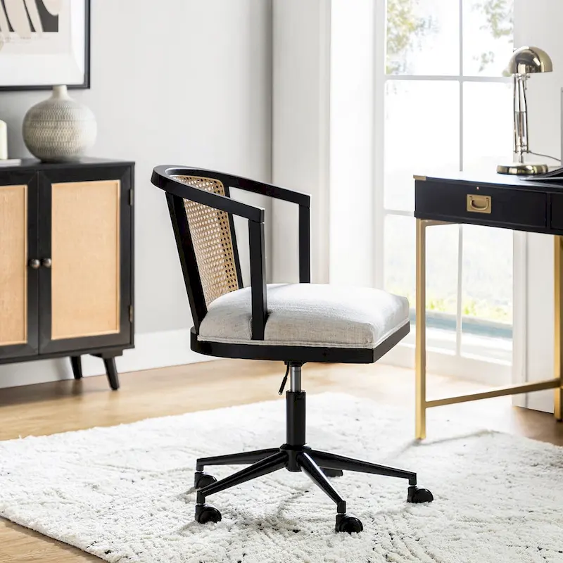Modern Rattan Swivel Height Adjustment Office Chair