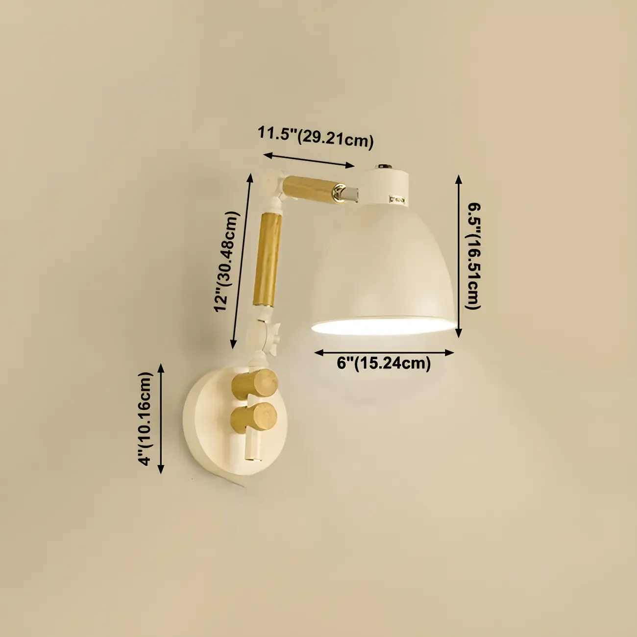 Modern Wood Metal Swing Arm Wall Light
