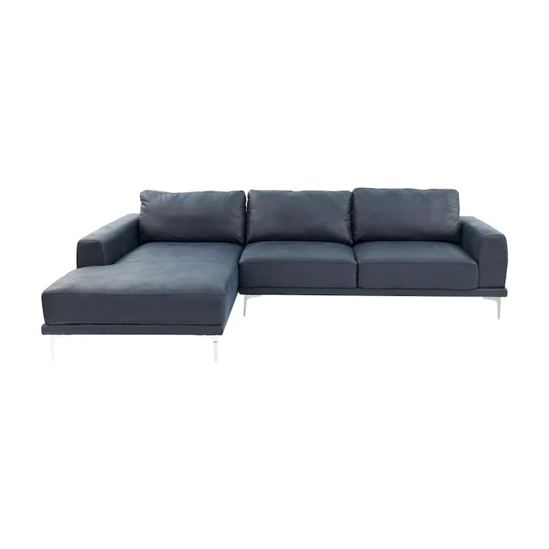 Kemy 2pc L Sectional Sofa Set with LAF Chaise, Ink Blue Faux Leather