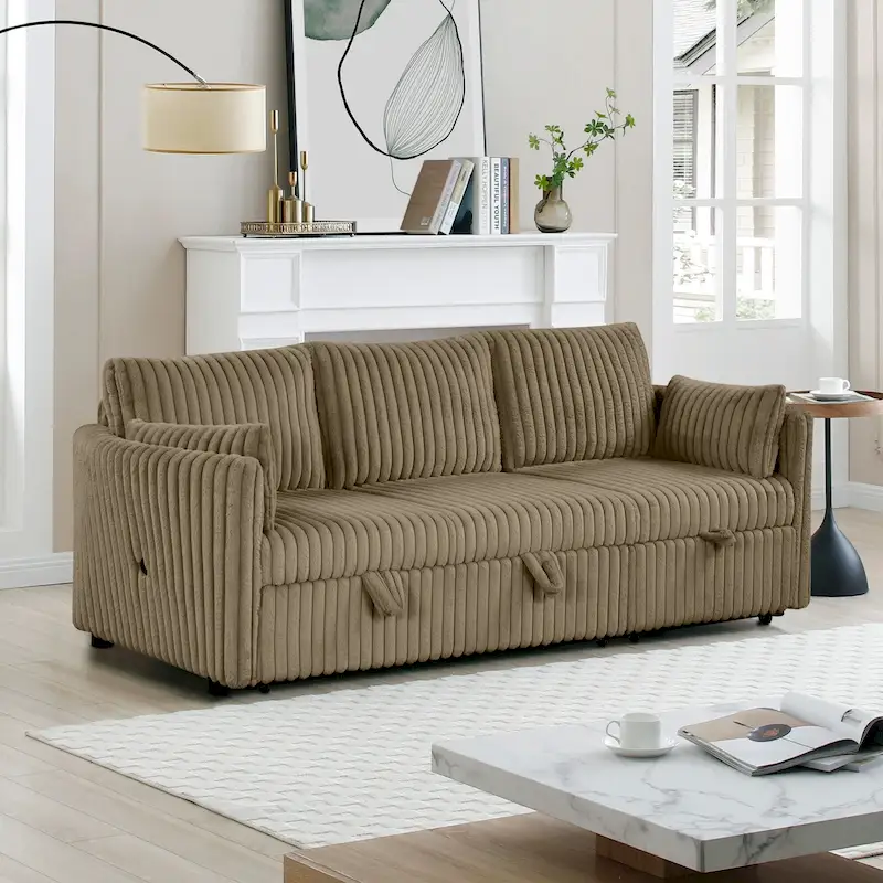 Modern Fabric Sleeper Sectional with USB and 2 pillows