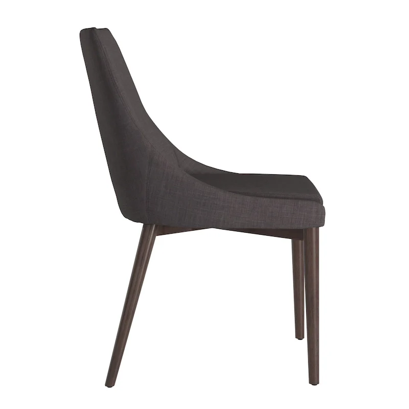 Mid-Century Barrel-Back Linen Dining Chairs with Tapered Legs – Dark Grey / Grey / White