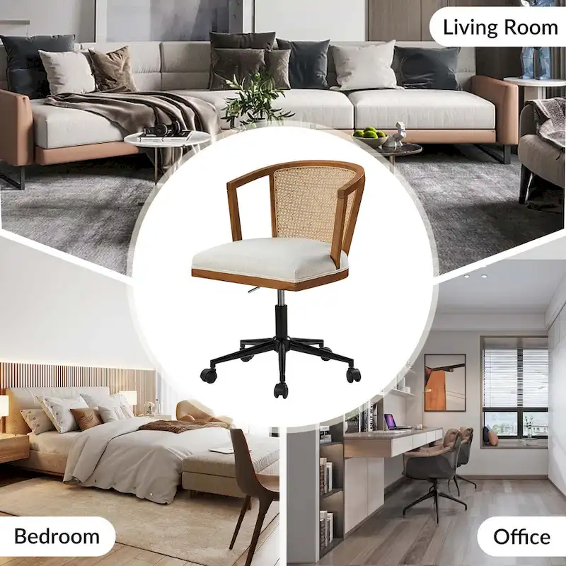Modern Rattan Swivel Height Adjustment Office Chair