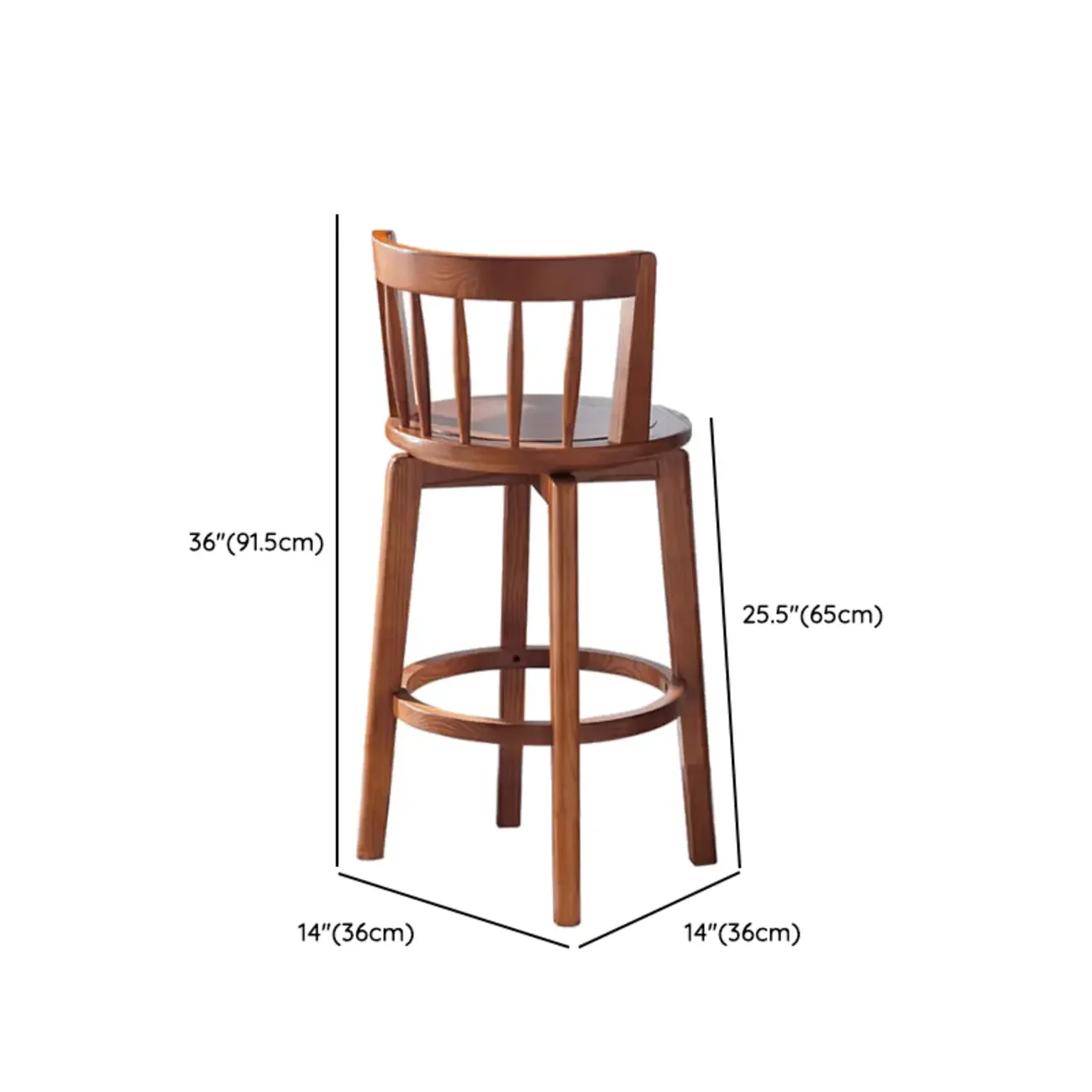 Mid-century Modern Wooden Swivel Bar Stool Upholstered