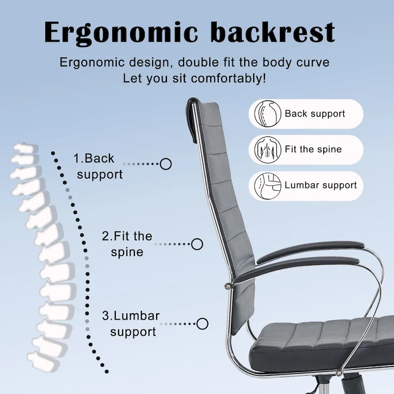 CAROCC Ribbed Computer Office Chair Adjustable Swivel High Back Desk Chair