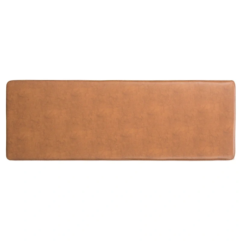 Brown Faux Leather Bench with Metal Legs