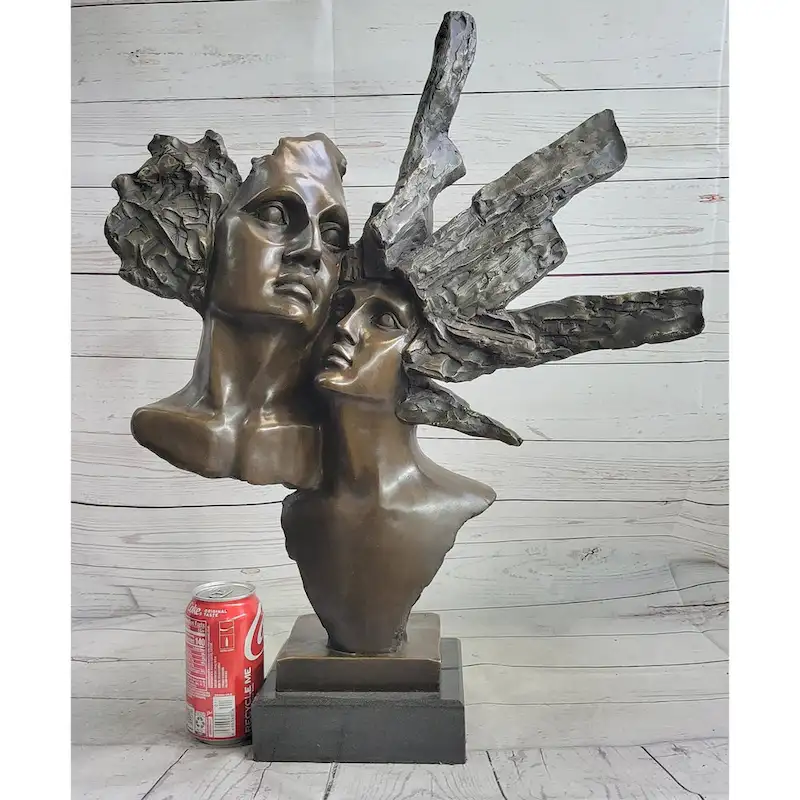 Abstract Bronze Metal Bust Statue Sculpture Of Couple Romantic Romance Original Art