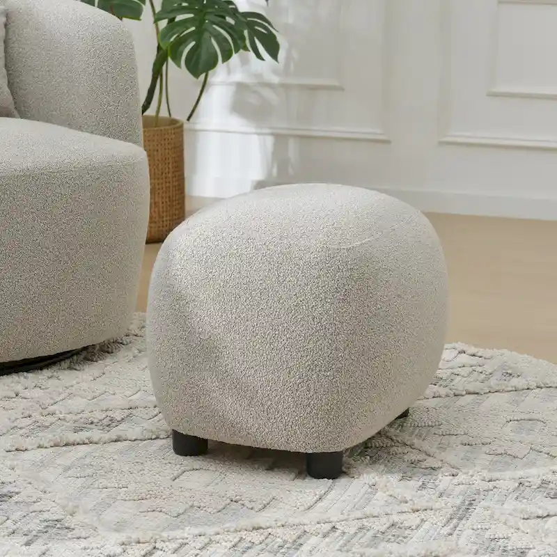 KINWELL 23  Wide Boucle Upholstered Footstool Ottoman Sofa Chair Footrest