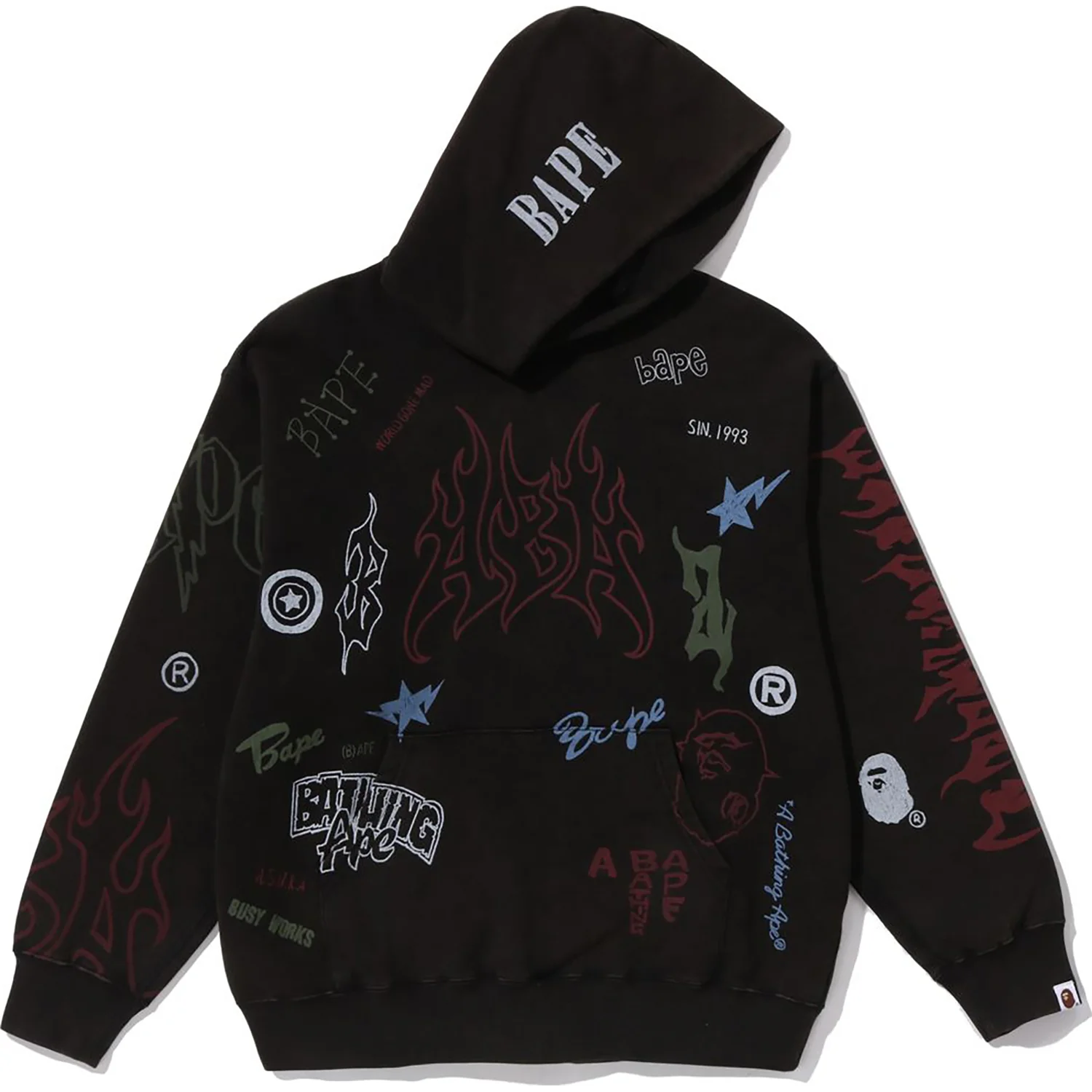 ALLOVER PRINT RELAXED FIT PULLOVER HOODIE MENS