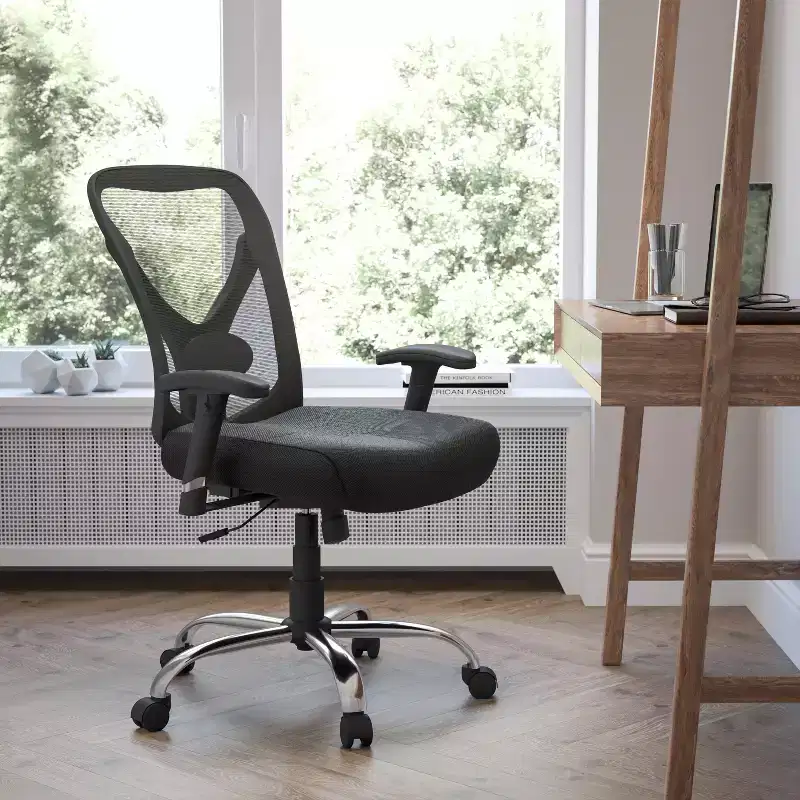 Emma and Oliver 400 lb. Big & Tall Black Mesh Height Adjustable Back Ergonomic Office Chair