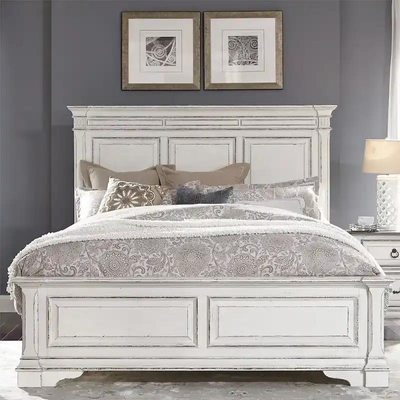 Weathered Brown & Antique White Queen Panel Bed