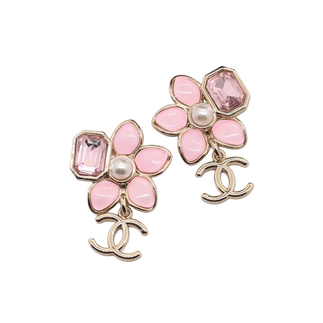 CCE398 Chanel Pink Flower earrings - ccjewelryacc