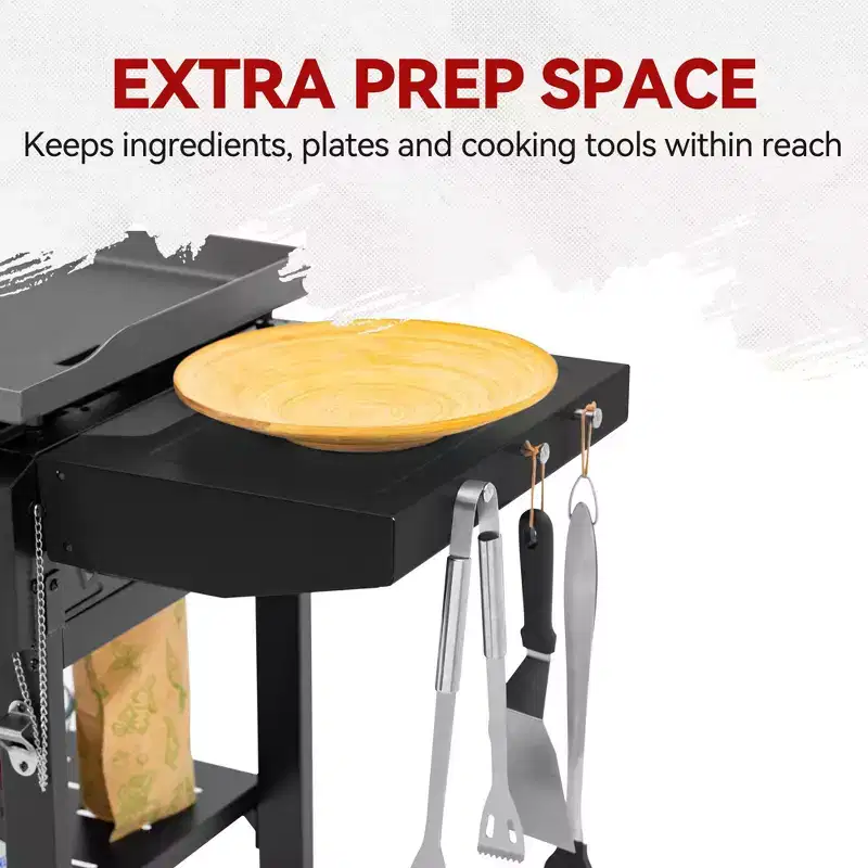 RoyalGourmet 3-Burner Propane Gas Griddle with Collapsible Side Shelves GB3000HTG Black