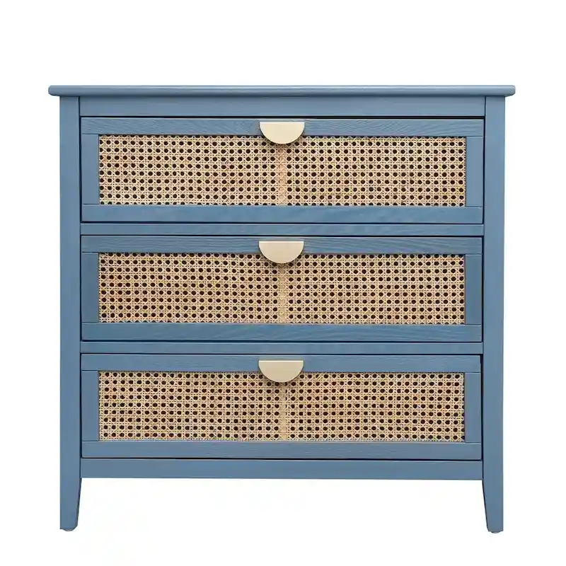 3 Drawers Rattan Storage Cabinet for Bedroom Living Room