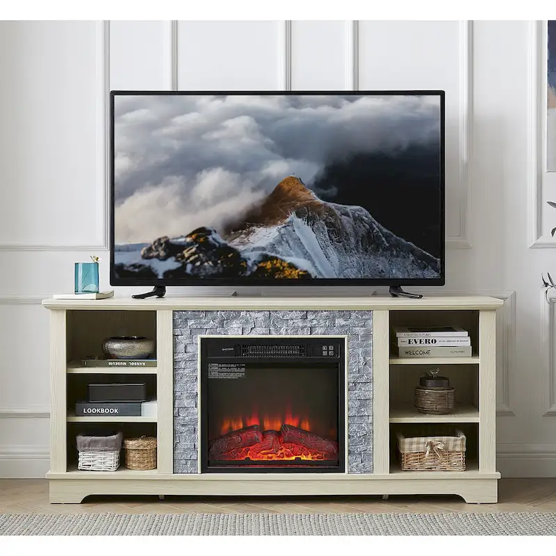 Mantel Electric Fireplace TV Stand with Fireplace Insert