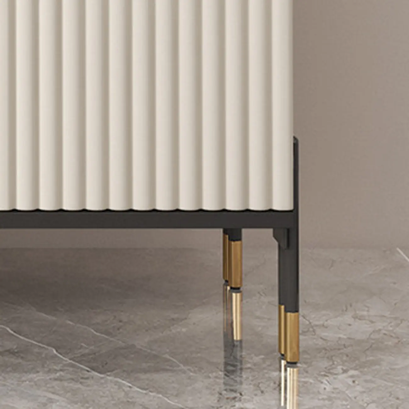 Glam White Sideboard with Stone Top and Drawers