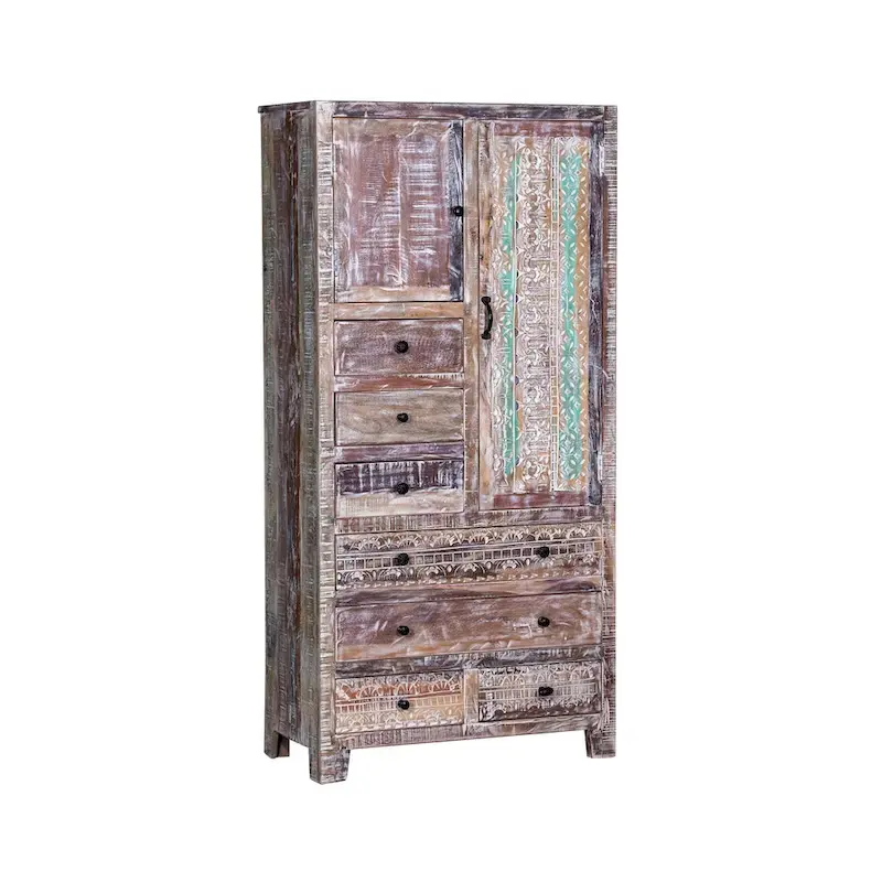 Solid Wood Freestanding Wardrobe Cabinet - N/A