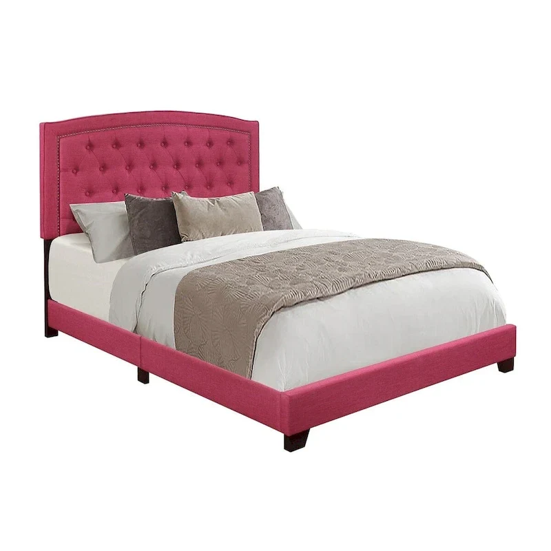Chase Pink Fabric Upholstered Tufted Bed