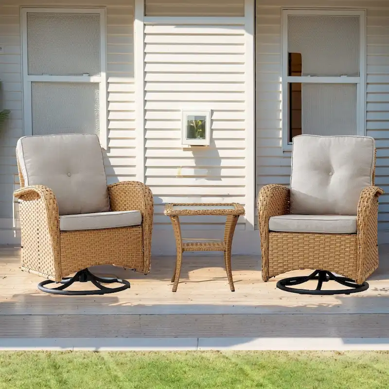 Patio Wicker Chairs Swivel Rocker Chair - Yellow