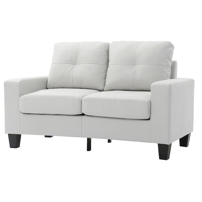 Newbury 58 in. W Flared Arm Faux Leather Straight Sofa - 32L x 58W x 36H