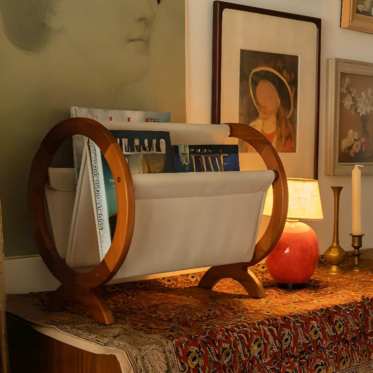 Traditional Narrow Traditional Circular Wooden Book Rack
