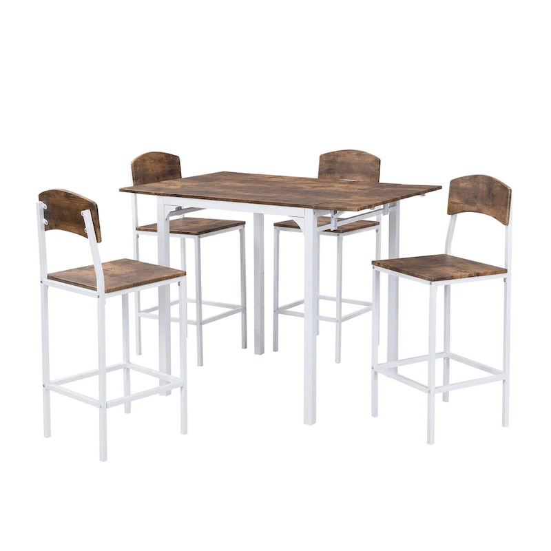 5-piece Counter Height Drop Leaf Dining Table Set