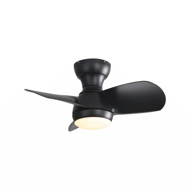 23 Inch Bedroom Ceiling Fan With 3 Color Dimmable 3 ABS Blades Remote Control DC Motor Black With 18W Led Light