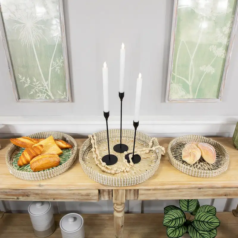 Seagrass and Capiz Display Trays - 15.75  - Set of 3