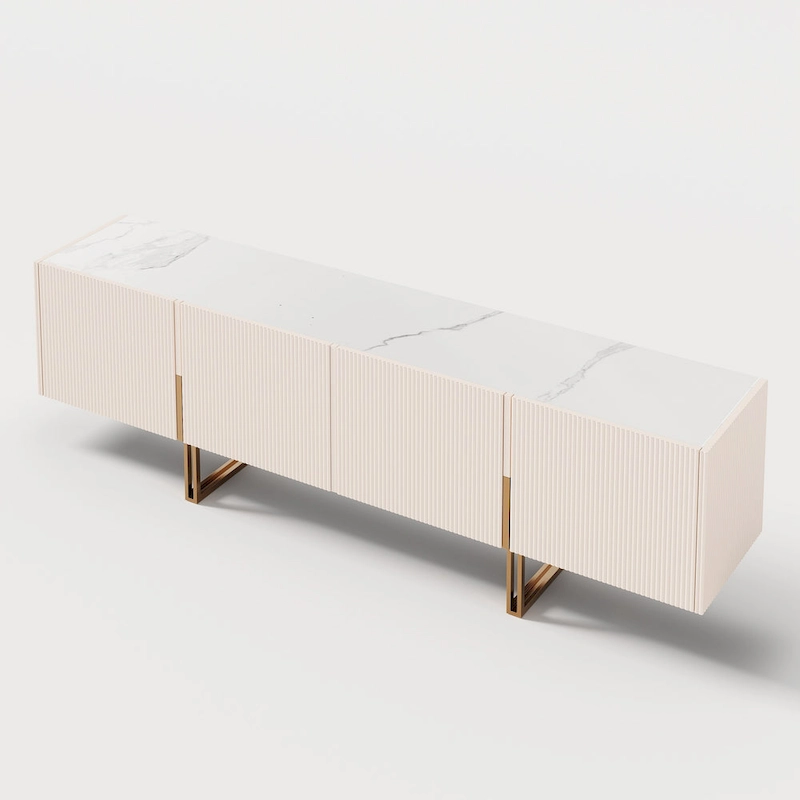 78.7 TV Stand, Entertainment Center with Faux Marble Top