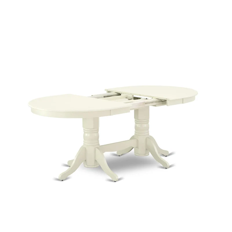 East West Furniture Dining Set- an Oval Dining Table and Wood Seat Chairs, Linen White(Pieces Options)