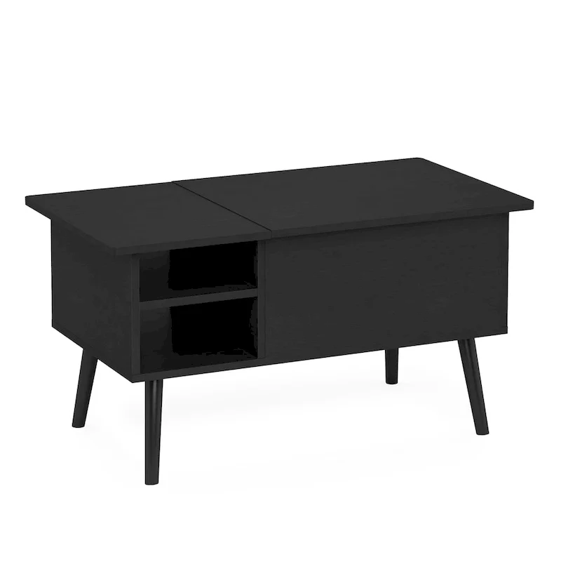 Lift Top Coffee Table with Wooden Legs, Americano / Solid White / French Oak Grey, Seats 1