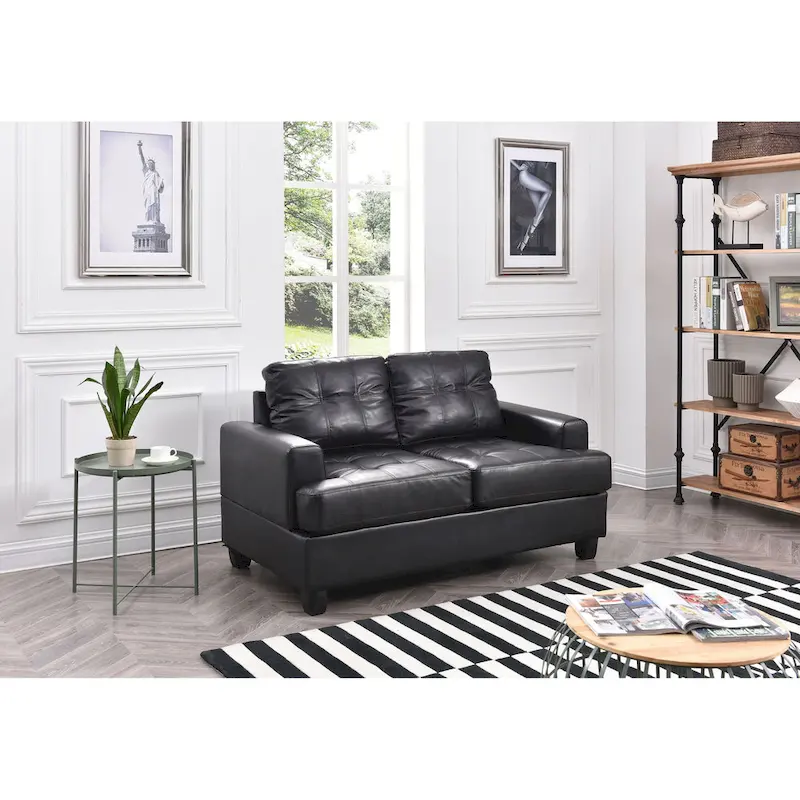 Sandridge 58 in. W Flared Arm Faux Leather Straight Sofa - 34 L x 58 W x 36 H