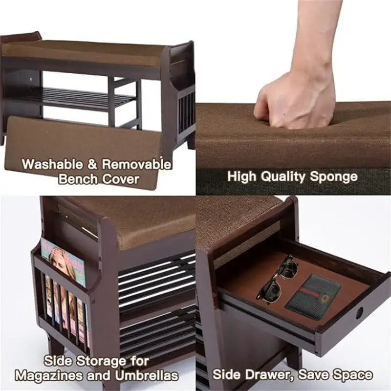 Shoe Rack Bench 2-Tier - 11.7D x 39W x 19.5H