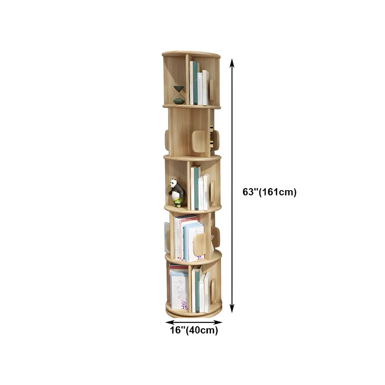 Rotatable Modern Solid Wood Geometric Display Bookcase