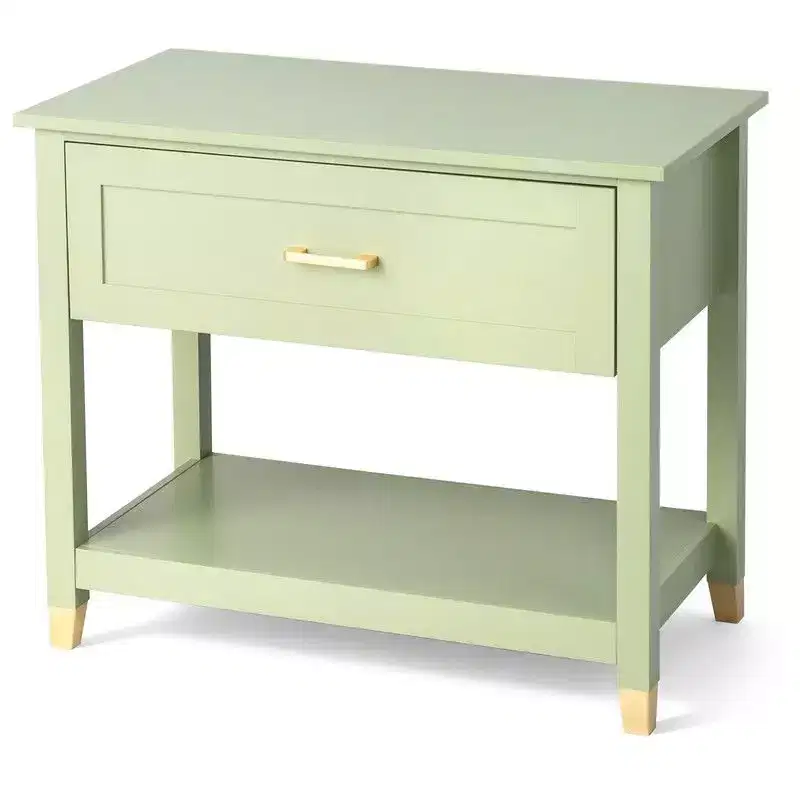 Karl Home Light Green P2 MDF Nightstand 1 Drawer 1 Shelf 29.5 Inch