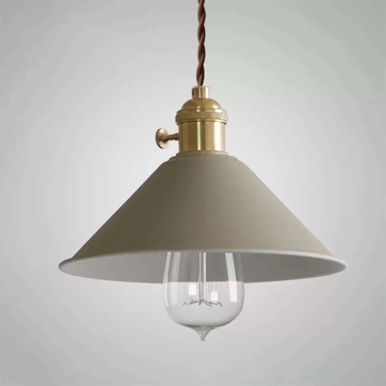 Industrial Gray Aluminum Cone Pendant Light for Dining Room